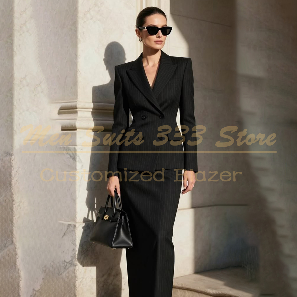 Men Formal Wear All Black - Designer Black Stripe Women's Suits Formal