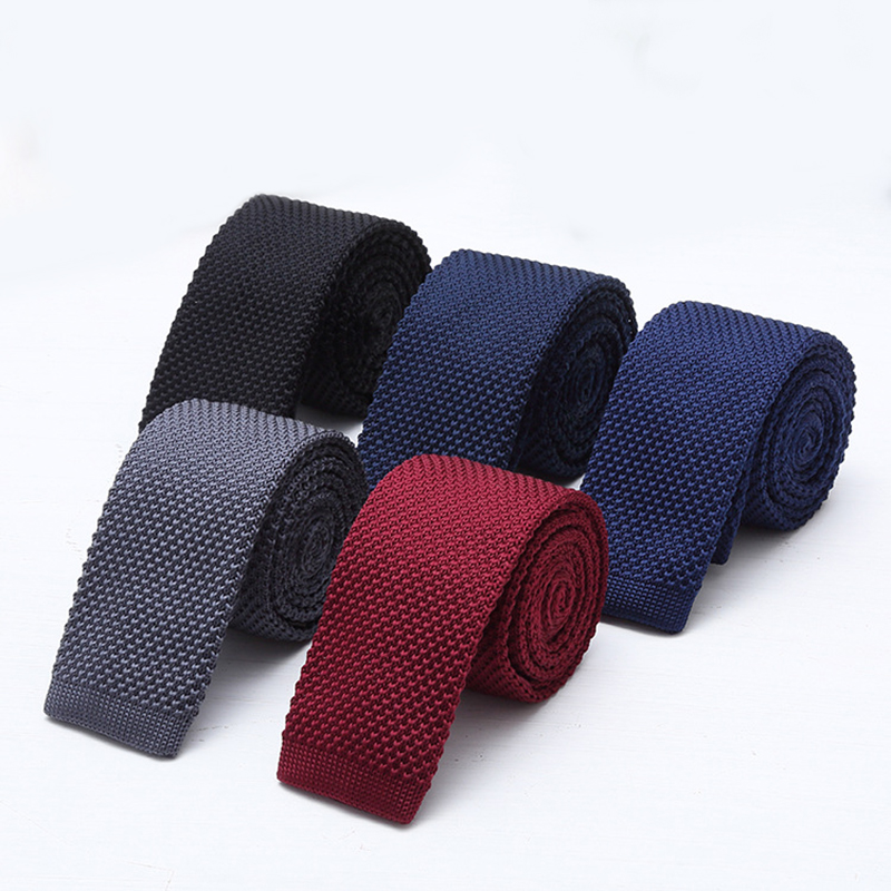 6cm Solid Black White Knitted  - đánh giá và giá Men'S Formal Wear Ties