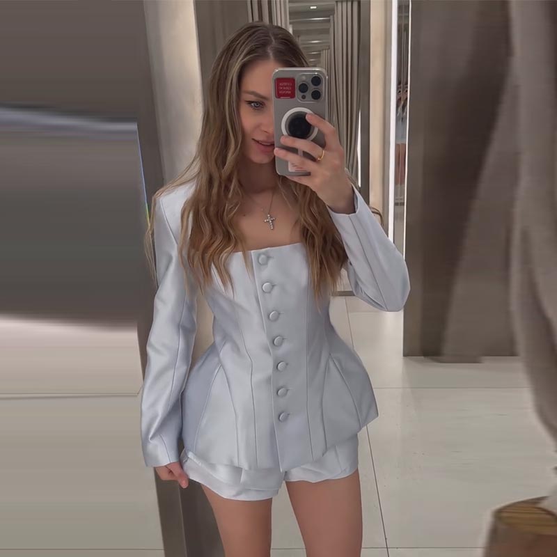 Casual Button Jacket Shorts Su - đánh giá và giá Pocket Square Set